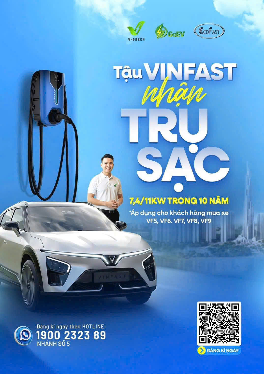 Đăng ký Ngay sử dụng trạm sạc Miễn Phí 10 năm
