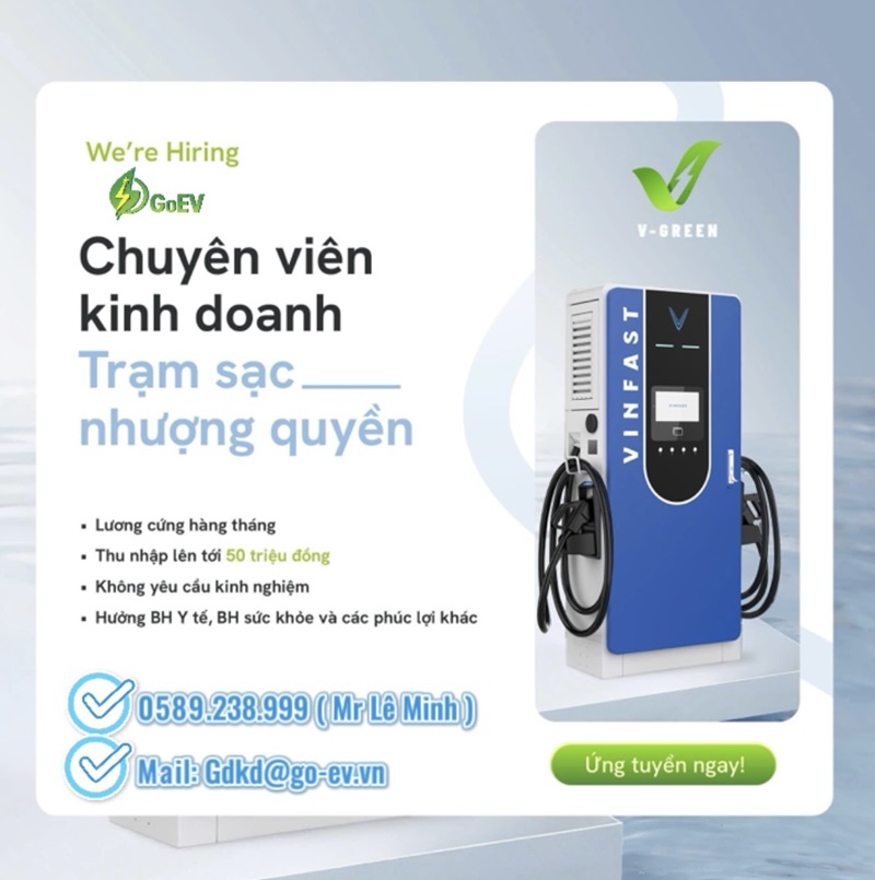 Tuyển dụng chuyên Viên Kinh doanh Trạm sạc